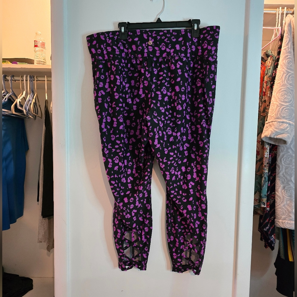 Pink and Black Print Leggings with Pockets